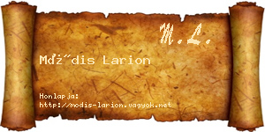 Módis Larion névjegykártya